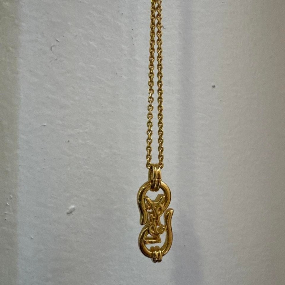 YSL Yves Saint Laurent Necklace Gold 20" With Extension - Picture 5 of 5